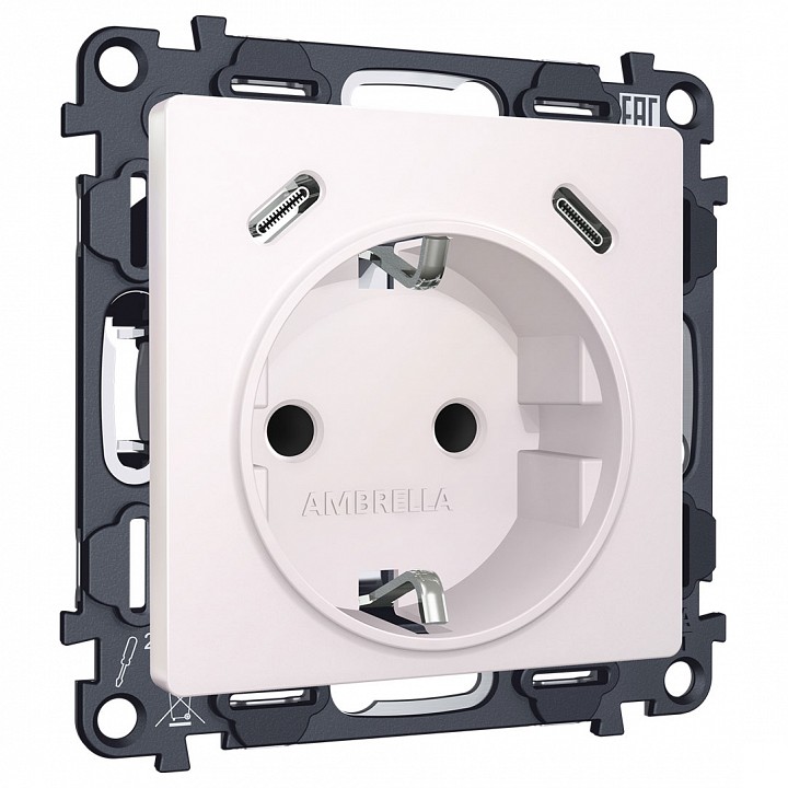 Розетка с заземлением и 2хusb type c, Без рамки ambrella volt ma ma210510