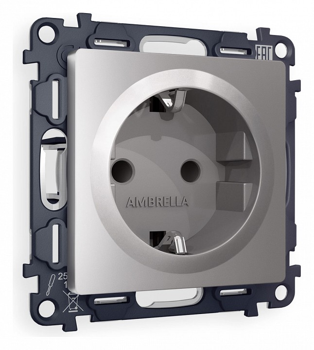 Розетка с заземлением и со шторкой, Без рамки ambrella volt quant ma507010