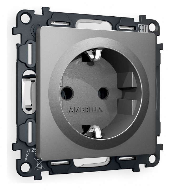 Розетка с заземлением, Без рамки ambrella volt quant ma656010