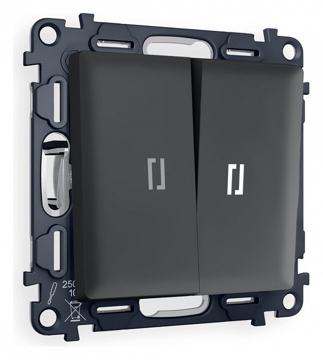 Выключатель двухклавишный с подсветкой без рамки ambrella volt quant ma904015