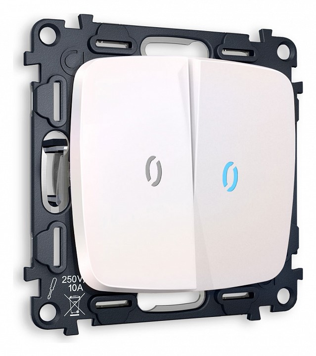 Выключатель двухклавишный с подсветкой без рамки ambrella volt quant mo204020