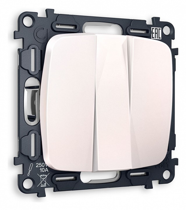 Выключатель трехклавишный без рамки ambrella volt quant mo205010