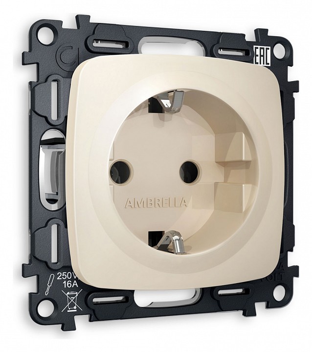 Розетка с заземлением, Без рамки ambrella volt quant mo326010