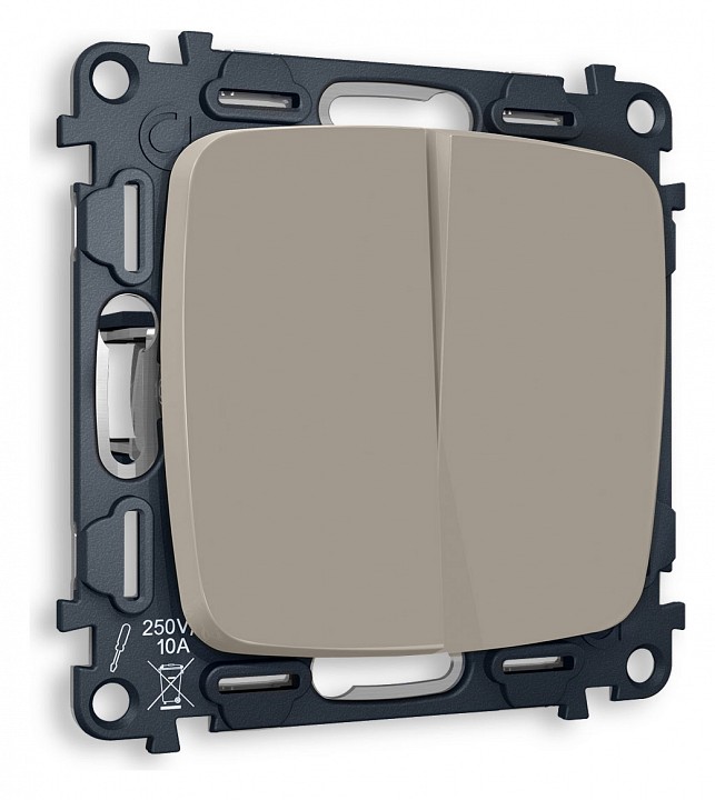 Выключатель двухклавишный без рамки ambrella volt quant mo363010