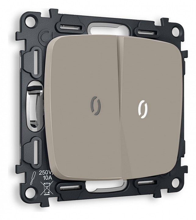 Выключатель двухклавишный с подсветкой без рамки ambrella volt quant mo364015