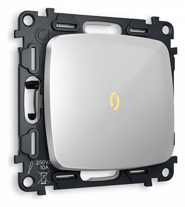 Выключатель проходной одноклавишный с подсветкой без рамки ambrella volt quant mo402030