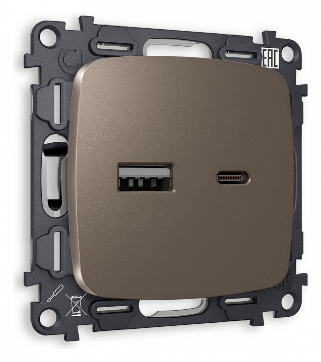 Розетка 2хusb type a и c без рамки ambrella volt quant mo641010