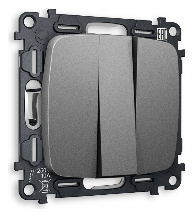 Выключатель трехклавишный без рамки ambrella volt quant mo655010