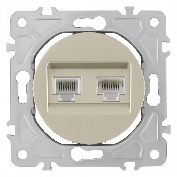 Розетка двойная rj-11 и ethernet rj-45, Без рамки arte milano am-202 202.44-1.shampan