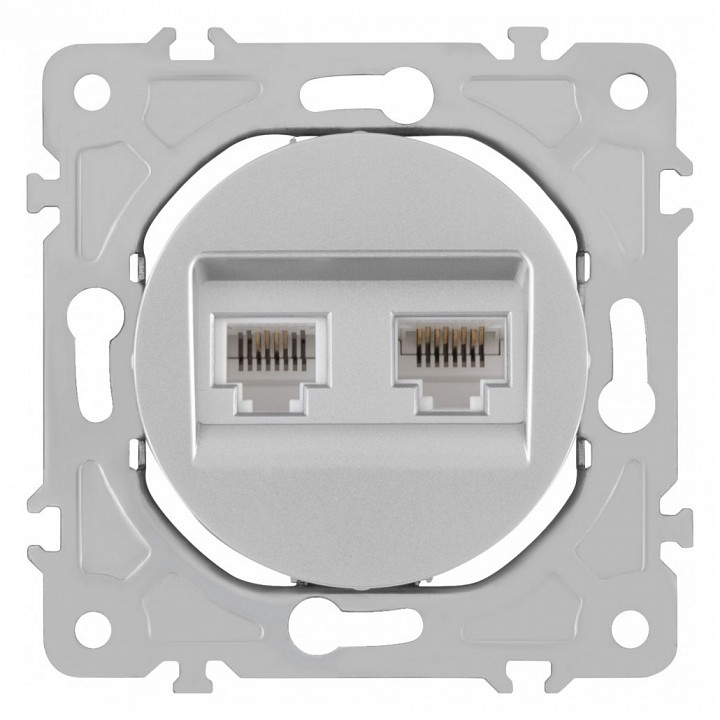 Розетка двойная rj-11 и ethernet rj-45, Без рамки arte milano am-202 202.44-1.silver
