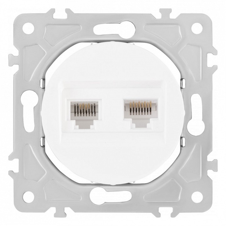 Розетка двойная rj-11 и ethernet rj-45, Без рамки arte milano am-202 202.44-1.white
