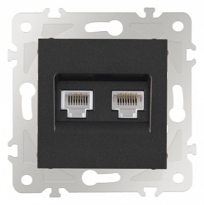Розетка двойная rj-11 и ethernet rj-45, Без рамки arte milano am-203 203.44-1.black