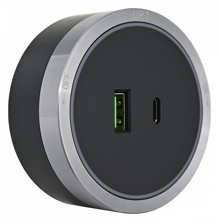 Розетка usb и type c на треке arte milano am-track-sockets 380066ts led/usb-type-c grey