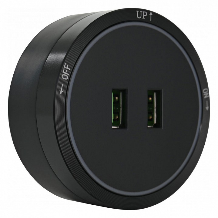 Розетка 2xusb на треке arte milano am-track-sockets 380066ts led/usbx2 black
