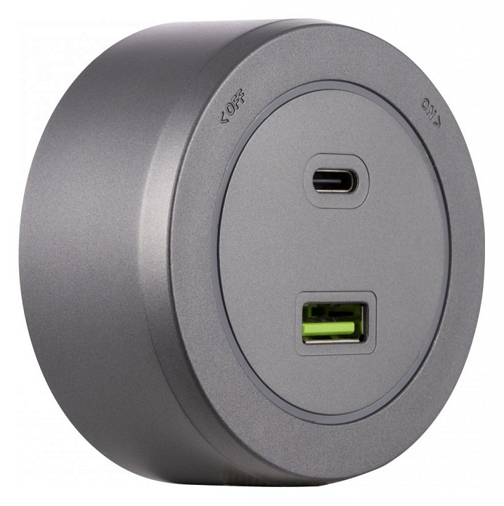 Розетка usb и type c на треке arte milano am-track-sockets-39 399731ts/usb-type-c grey