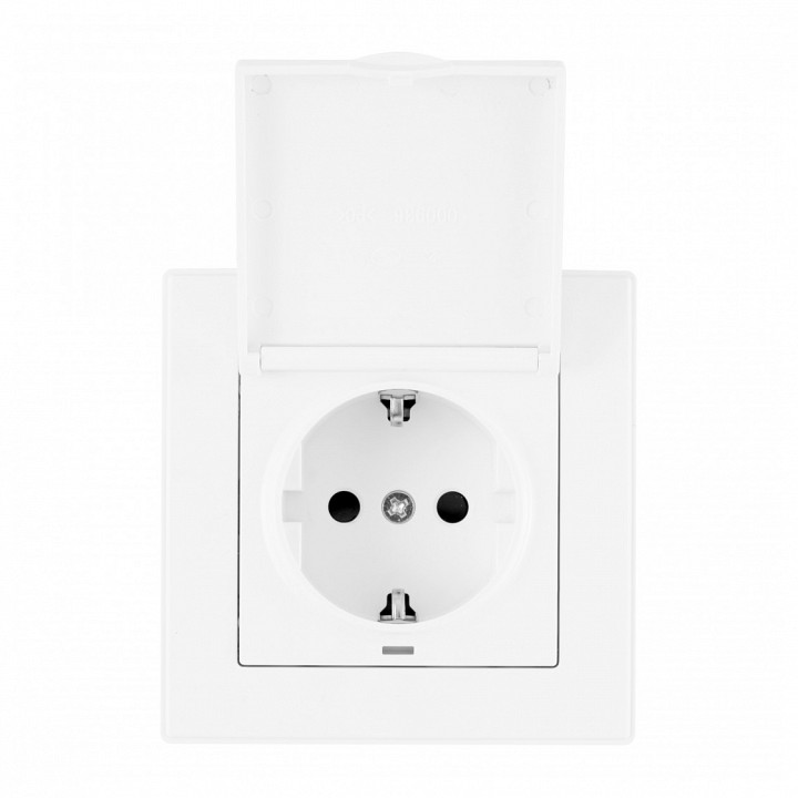 Розетка с заземлением и шторкой, С крышкой arte milano set06-1 set06-1-41-1 white