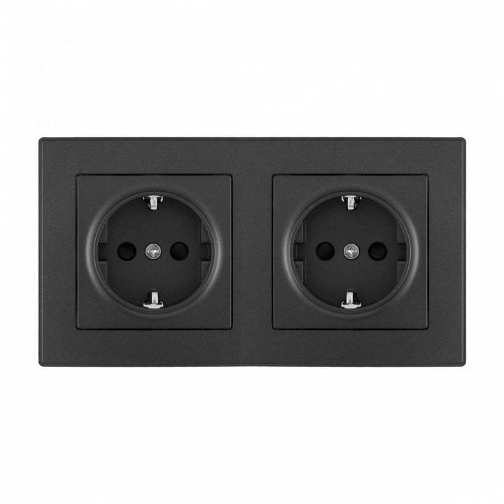 Розетка с заземлением и со шторкой arte milano set06-2 set06-2-40-1x2 black