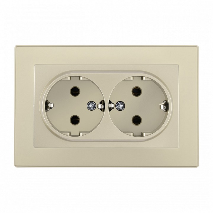 Розетка двойная с заземлением и со шторкой arte milano set06-2 set06-double-40-2 shampan