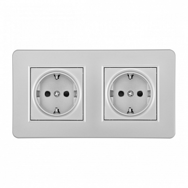 Розетка с заземлением и со шторкой arte milano set16-2 set16-2-40-1x2 silver