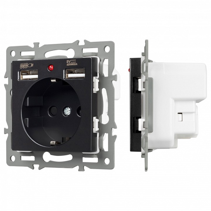 Розетка с заземлением и 2хusb type a, Без рамки arlight sct 043734