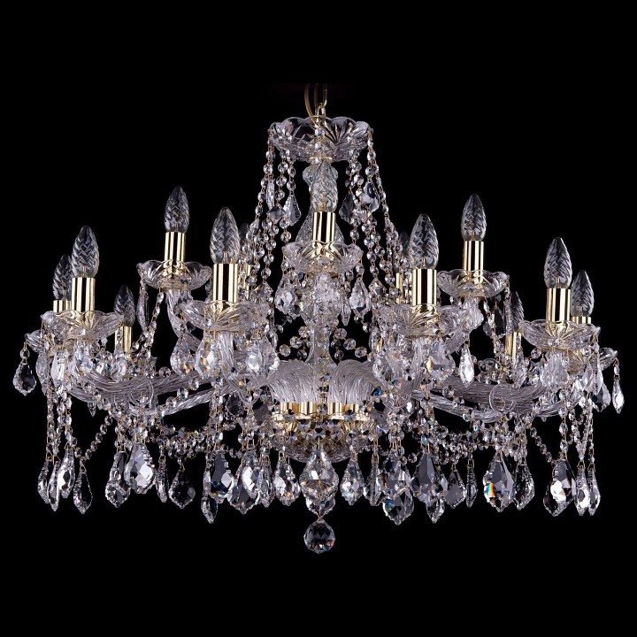 Подвесная люстра bohemia ivele crystal 1413 1413/10+5/300/g/leafs