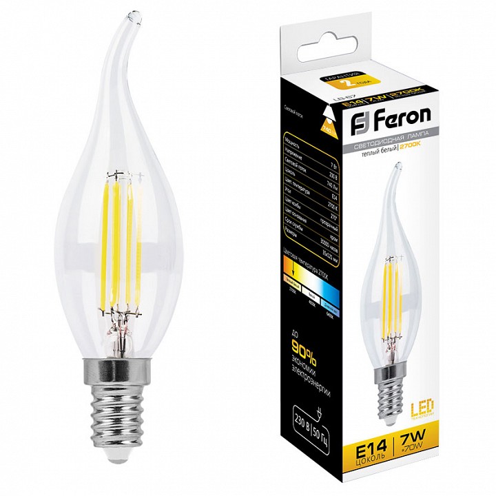 Лампа светодиодная feron lb-67 e14 7вт 2700k 25727