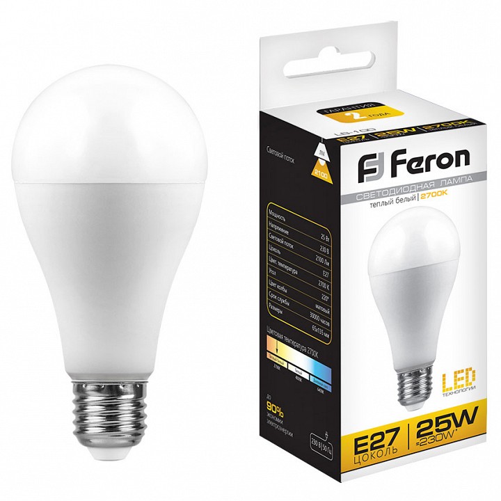 Лампа светодиодная feron lb-100 e27 25вт 2700k 25790