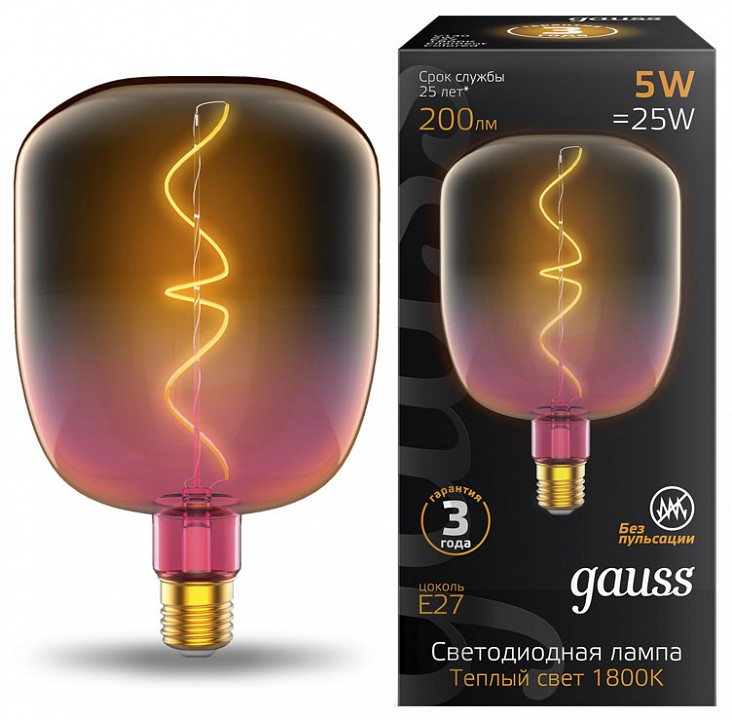Лампа светодиодная gauss colored e27 5вт 1800k 1010802105