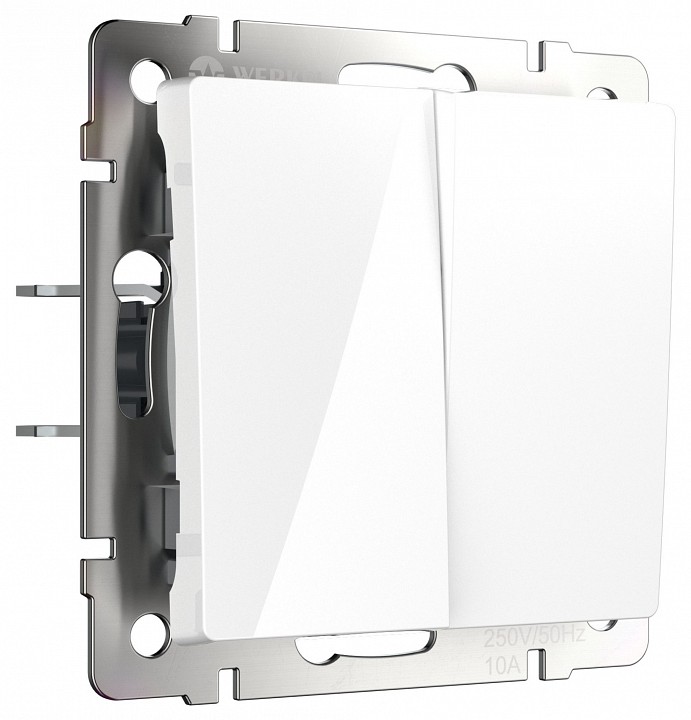 Выключатель проходной двухклавишный без рамки werkel белые w1122001