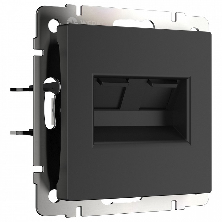Розетка двойная ethernet rj-45 без рамки werkel черный матовый w1182208