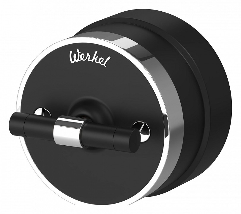 Выключатель двухклавишный с корпусом werkel vintage (черный матовый/хром) w5822051