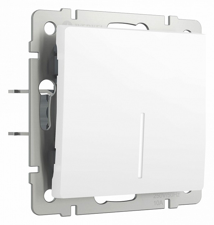 Выключатель одноклавишный с подсветкой без рамки werkel белый матовый w1110161