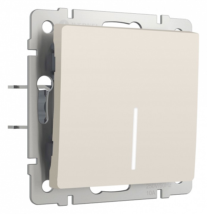 Выключатель одноклавишный с подсветкой без рамки werkel айвори матовый w1110162