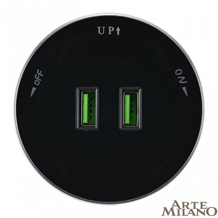 Розетка 2xusb на треке arte milano am-track-sockets 380011ts/usbx2 black