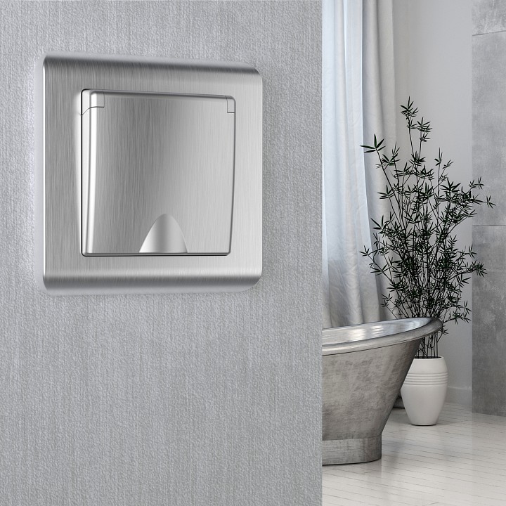 Розетка двойная с заземлением, Без рамки werkel графит рифленый w1172004