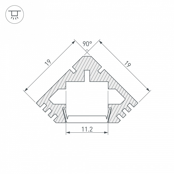 Профиль накладной угловой внутренний arlight pds45-t-3000 anod 018961
