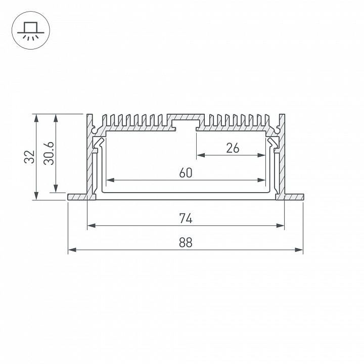 Профиль arlight sl-linia88-f-2500 white+opal 021373
