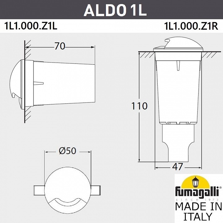 Встраиваемый в дорогу светильник fumagalli aldo 1l1.000.000.axz1l