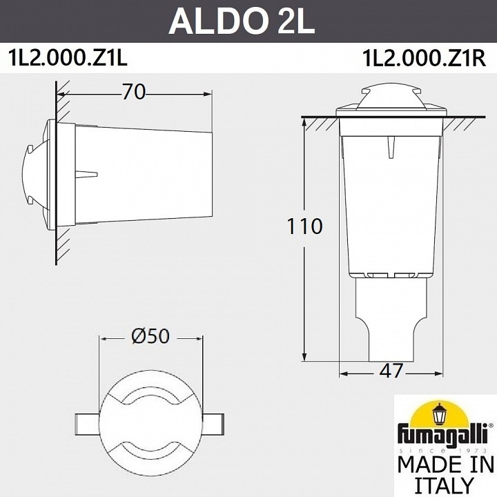 Встраиваемый в дорогу светильник fumagalli aldo 1l2.000.000.lxz1l
