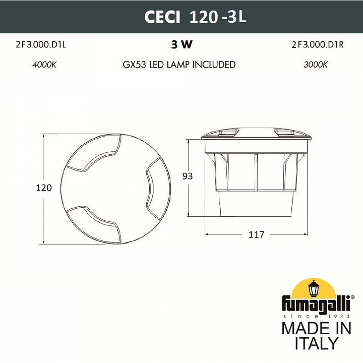 Встраиваемый в дорогу светильник fumagalli ceci 2f3.000.000.axg1l