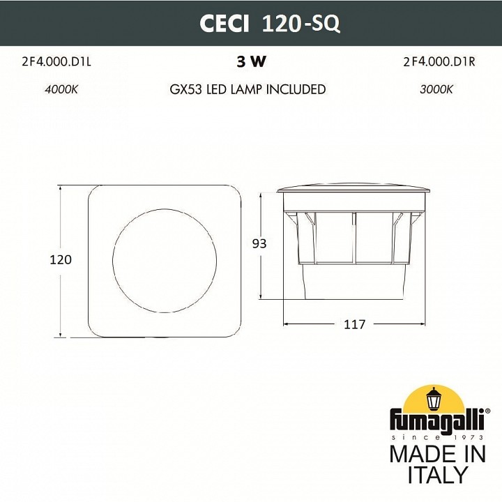 Встраиваемый в дорогу светильник fumagalli ceci 2f4.000.000.axg1l