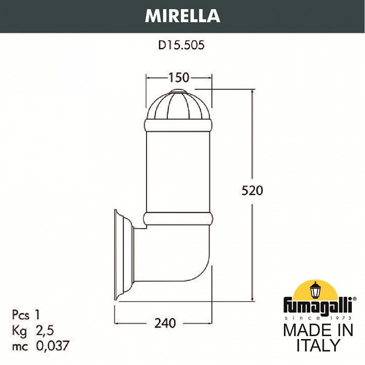 Светильник на штанге fumagalli sauro d15.505.000.lxf1r.fra