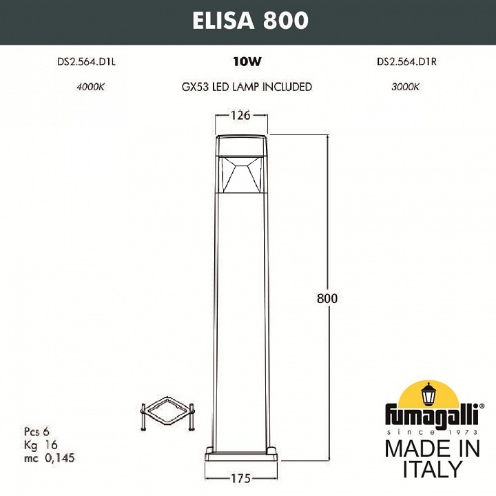 Наземный низкий светильник fumagalli elisa ds2.564.000.axd1l