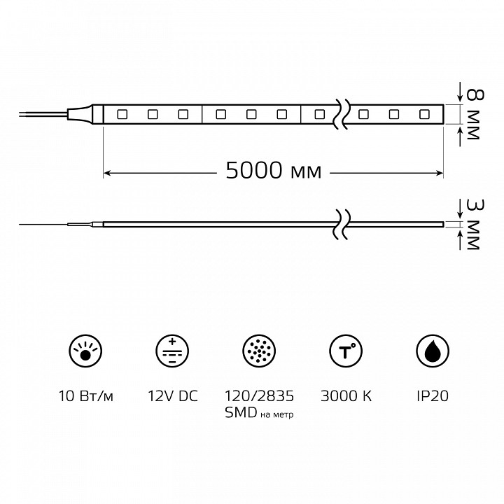 Лента светодиодная gauss basic bt039