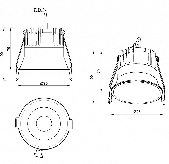 Встраиваемый светильник iledex mars 212-12w-d95-4000k-24dg-bk