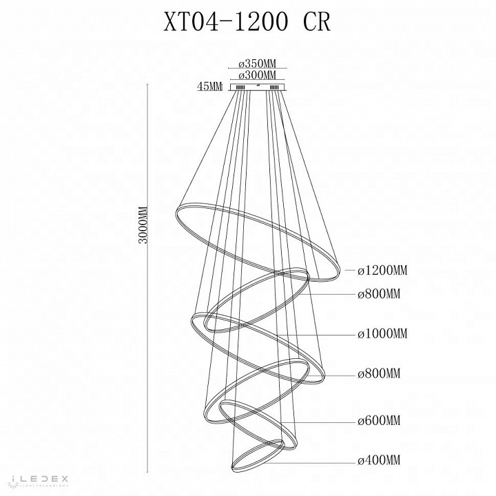 Подвесной светильник iledex axis xt04-d1200 cr