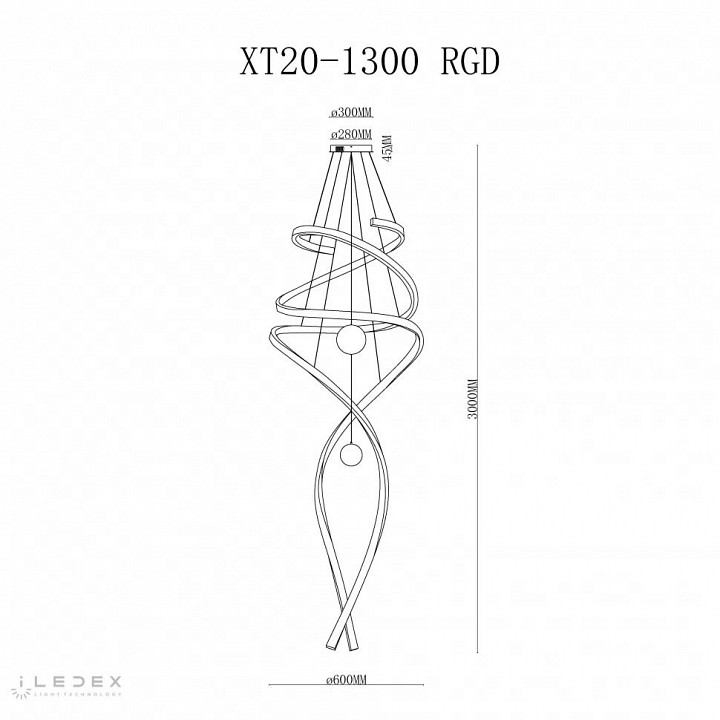 Подвесной светильник iledex axis xt20-1300 rgd