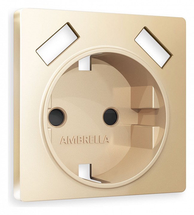 Накладка для розетки с заземлением и со шторками и 2хusb type a ambrella volt quant ap6090