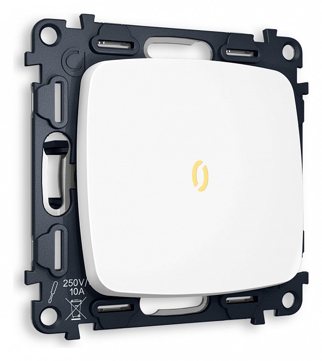 Выключатель проходной одноклавишный с подсветкой без рамки ambrella volt quant mo122030