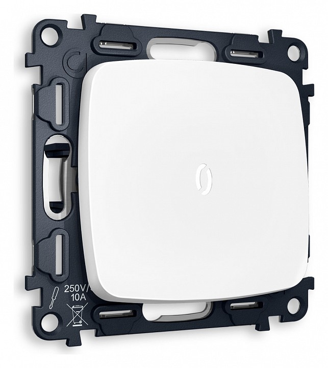 Выключатель проходной одноклавишный с подсветкой без рамки ambrella volt quant mo122035